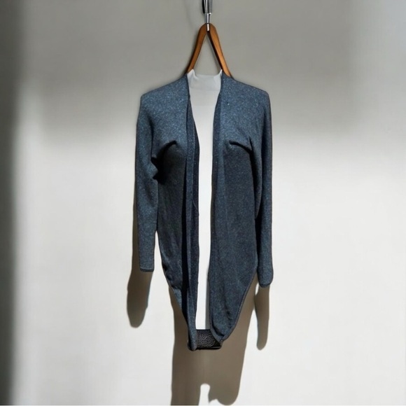 VEDA Blue Metallic Balletcore Dancer Wrap Tie Back Cardigan Size Small - Picture 9 of 13